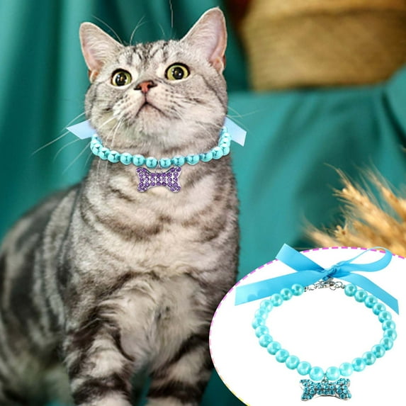 kladzum Dog Cat Necklace Collar Bling Accessories Pet Jewelry Pearls Necklace and Dog Collars Pendant Gift Decoration Dog Cat Necklace for Wedding Birthday Pet Grooming Party Costume Accessories