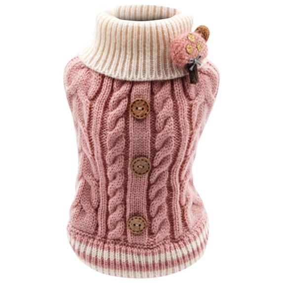 kladzum Dog Sweaters Dog Warm Shirt Fall and Winter Pet Clothes Puppies Fashion Sweet Button Sweater, Soft Puppies Clothing Winter Puppy Sweaters Warm Outfit