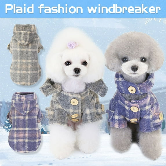 kladzum Dog Sweaters Dog Warm Shirt Pet Clothing Dog Clothes Fall and Winter Clothing New Tartan Trench Coat, Dog Sweaters, Small Dog Coat Warm Sweartershirts