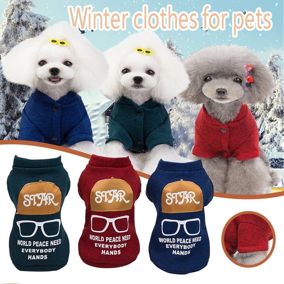 kladzum Dog Sweaters Dog Warm Shirt Pet Clothing Dog Glasses Hat Sweater Two-Legged Clothes Clothes, Dog Sweaters, Small Dog Coat Warm Sweartershirts