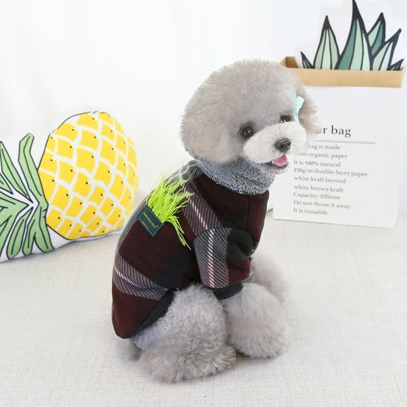 kladzum Dog Sweaters Dog Warm Shirt Plaid Two-Legged Sweater Pet Clothes New Fall and Winter Plus Velvet, Dog Sweaters, Small Dog Coat Warm Sweartershirts