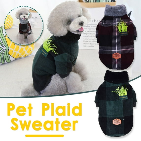 kladzum Dog Sweaters Dog Warm Shirt Plaid Two-Legged Sweater Pet Clothes New Fall and Winter Plus Velvet, Dog Sweaters, Small Dog Coat Warm Sweartershirts