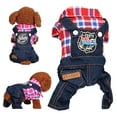 thumbnail image 1 of kladzum Dog Sweatshirts, Soft Dog Clothes Pet Coats, Four Legged Dog Clothes Spring Summer Plaid Suspenders British Style Dog Sweater, 1 of 3