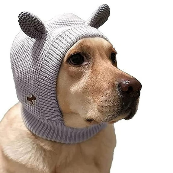 kladzum Dog Warm Hat Winter Pet Hat Dog Ear Muffs Noise Protection, Winter Neck and Ear Warmer Hood for Pet, Dogs Stress & Anxiety Relief Hood Warm Dog Knitted Hat