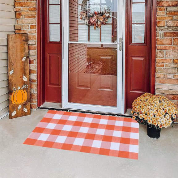 Djunllk Door Mat - Checkered Stylish Floor Mat Room Decoration Carpet for Front Door Entryway, 15 x 23 inch