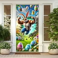 thumbnail image 1 of Djunllk Easter Door Cover - Fine Bunny Eggs Pattern Easter Theme Spring Decor for Holiday Party Room Wall Front Door Outdoor Indoor, 70.8 x 35.4 inch, 1 of 4