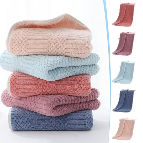 Djunllk Face Towels 13x30in, Coral Velvet Hand Towels, Daily Use & Lighter, Quicker to Dry, Thick Striped, Super Soft and Absorbent, Great Bath Towels