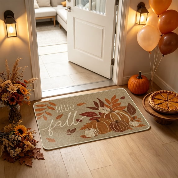 Djunllk Fall Bathroom Rugs Thanksgiving Bath Mat Non-slip & Stain Resistants Bath Mat
