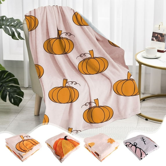 Djunllk Fall Throw Blanket for Couch Sofa Bed, Maple & Pumpkin Blanket Warm Cozy, 29" x 39" Knee Thigh Cover Size Halloween Soft Blanket Ultra-Fine Fiber Fluffy Breathable Home Decor