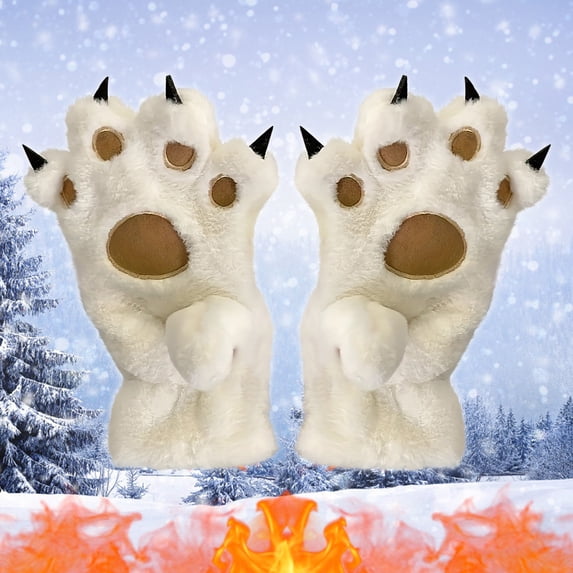 Djunllk Furry Paws - Winter Gloves Women Cute Bear Cat Paws Gloves Soft and Warm for Cold Warm Protection