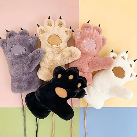 Djunllk Furry Paws - Winter Gloves Women Cute Bear Cat Paws Gloves Soft and Warm for Cold Warm Protection