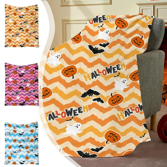 Djunllk Halloween Throw Blanket 51 x 59 Inch, Gentle Fleece Fall Throw Blanket Cozy Warm Cute Halloween Ghost & Pumpkin Blanket, Ultra-Soft Blankets and Throws for Couch Sofa Bed