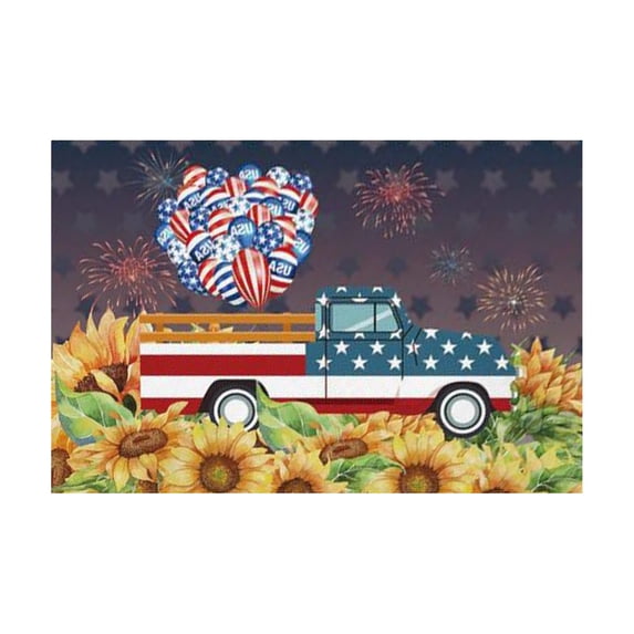 Djunllk Independence Day Door Mat - 4Th of July Decor Patriotic Welcome Doormat, Water Absorption Fast Drying Non-Slip Door Rug for Indoor Outdoor, 15.7" x 23.6"