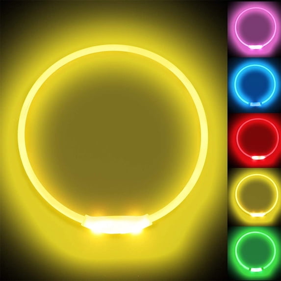 kladzum LED Dog Collar, Light Up Dog Collars, Pet Collar LED Dog Flashing Light-Up Collar for Small Medium and Large Dogs, Rechargeable Dog Lights for Night Walking, Universal, Reusable Necklace