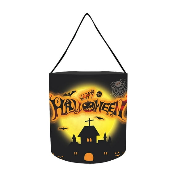 Djunllk Lighted Halloween Bucket Trick or Treat Bags Halloween Decorations, Pumpkin Candy Bucket Reusable Halloween Basket, Portable Baskets for Kids Halloween Party Favors Supplies Props