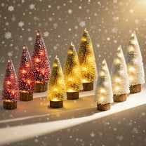 Djunllk Mini Christmas Tree with Lights Aesthetic Cedar Golden Small Christmas Tree LED Illuminated Tabletop Artificial Xmas Tree Gift Holiday Party Decoration for Home Office, 7.8in/20cm