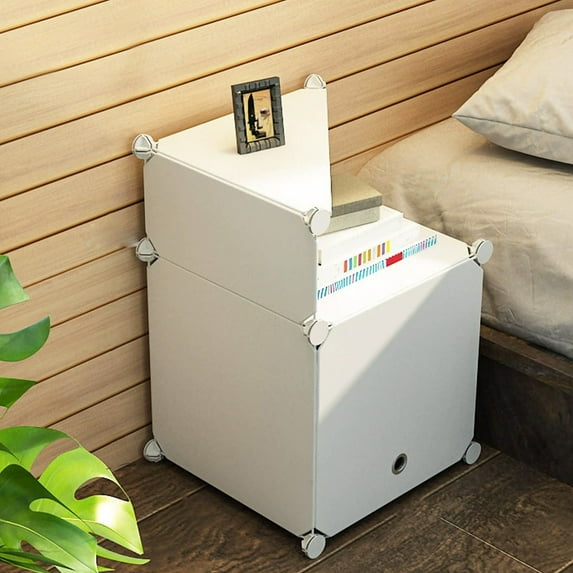 Djunllk Night Stand - Matte White Small Table Nightstand with Open Storage, Layer Separation Bedside Table for Small Space, Room Decor End Table for Living Room Bedroom Balcony