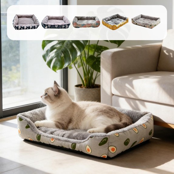 Djunllk Orthopedic Cat Bed for Indoor Cats Washable Comfy Sleeping Pad Soft Fur Pet Couch for Puppy Kitten Small Pets Puppies