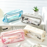Djunllk Pencil Case Pouch Large Capacity Zipper Pouch Sturdy Aesthetic Multipurpose, Clear Pencil Bag for Travel Office Stationary Organization