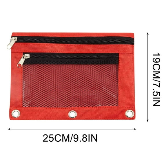 Djunllk Pencil Pouch - Large Capacity Oxford Cloth Binder Zipper Pouch Double Layers Pencil Bag with 3 Grommets for Travel Storage Office Supplies Storage