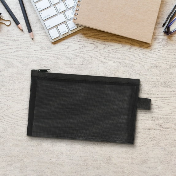Djunllk Pencil Pouch - Minimalist Mesh Zipper Pouch Lightweight Portable Small Pencil Bag for Travel Office Stationary Organization
