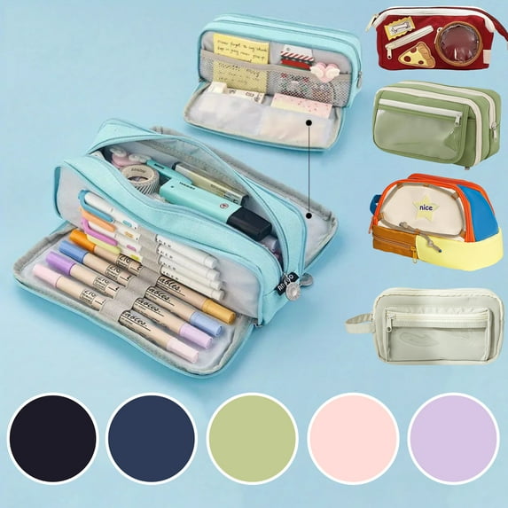 Djunllk Pencil Pouch Large Capacity Pencil Case Sturdy Minimalist Zipper Pouch, Aesthetic Exquisite Pencil Bag Perfect for Travel Office Stationary Organization