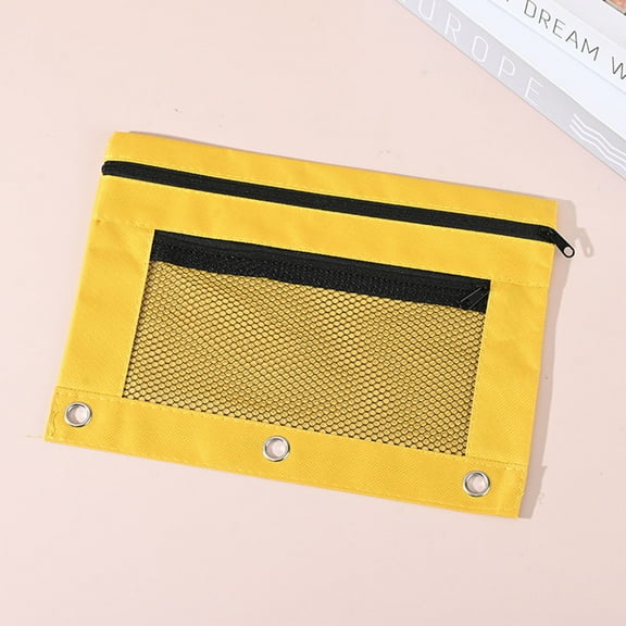 Djunllk Pencil Pouch Sets of 5 Pcs - Large Capacity Oxford Cloth Binder Zipper Pouch Double Layers Pencil Bag with 3 Grommets for Travel Storage Office Supplies Storage