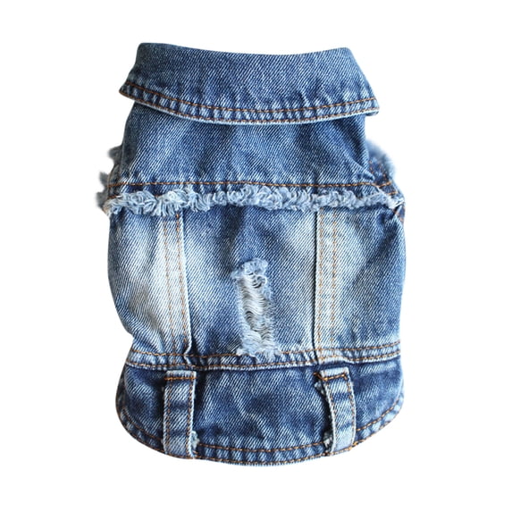 kladzum Pet Clothes Dog Jeans Jacket Dogs Vests Clothes Bomei Dog Spring and Summer Clothes New Vestsbroken Hole Vests on Clearance