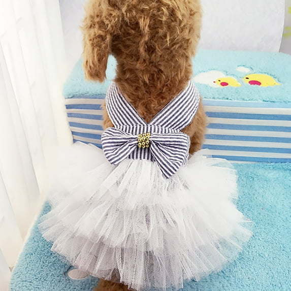 kladzum Dog Dress Bubble Skirt Stripe Lace Dress Dog Dress Princess Dresses for Dog Dog Dresses Pet Dog Clothes