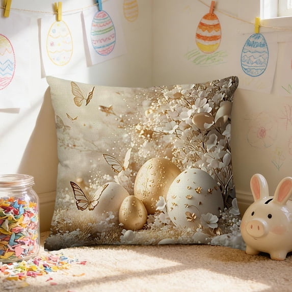 Djunllk Pillow Covers 18x18, Spring & Easter Cozy & Breathable Holiday Home Farmhouses Decorative Pillowcases