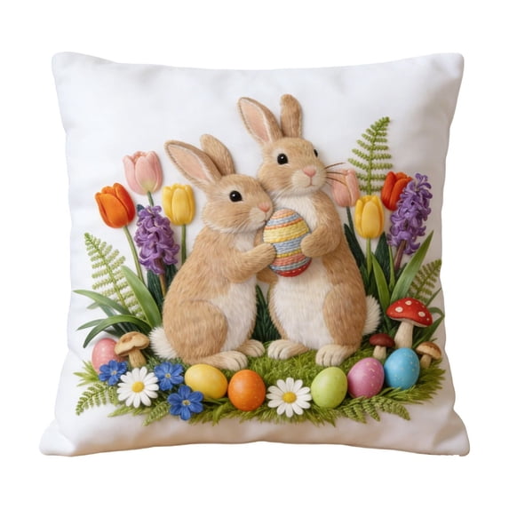 Djunllk Pillow Covers 18x18, Spring & Easter Cozy & Breathable Holiday Home Farmhouses Decorative Pillowcases