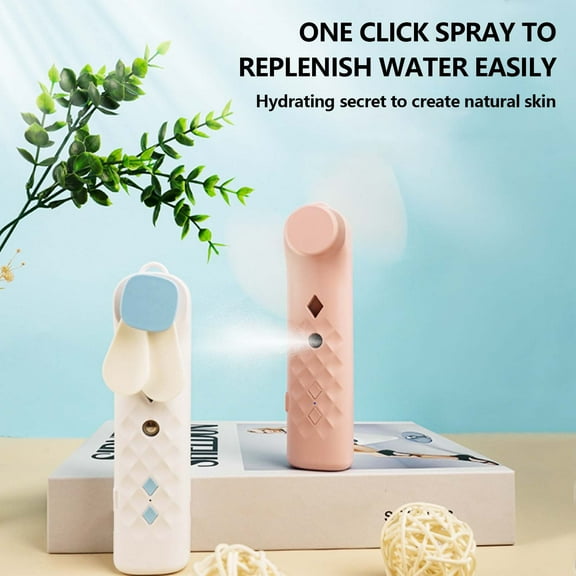 Djunllk Portable Cooling Fan, 3 oz Lightweight Mini Misting Fans That Blow Cold Air, 3 Speeds, Desk Fan Evaporative Air Cooler, USB Rechargeable Battery Powered Personal Fan for Bedroom Travel