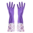 thumbnail image 1 of Djunllk Rubber Dish Washing Gloves Reusable Household Cleaning Gloves Non Slip Long Sleeves Drip Catch Cuff Flexible Long Lasting for Kitchen & Bathroom Cleaning, 1 of 6
