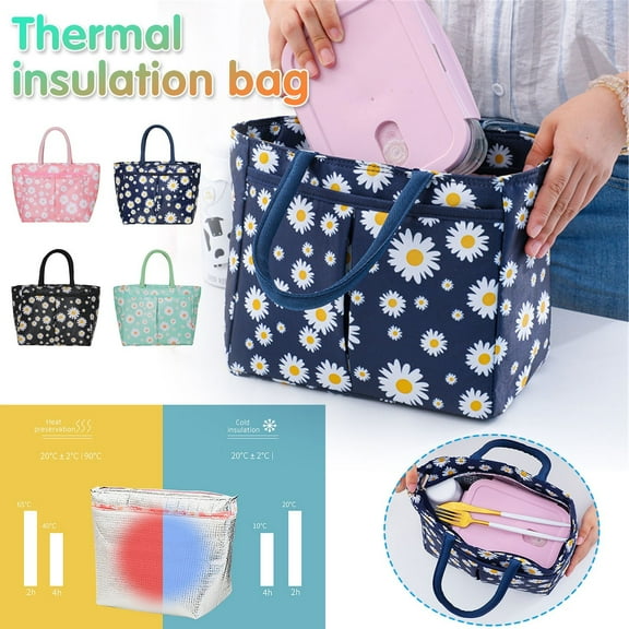 kladzum Single-Shoulder Lunch Bag Large-Capacity Outdoor Picnic Bag Fresh-Keep Ice Pack, 9.4x5.5x7.9in Lunch Bag