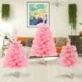thumbnail image 1 of Djunllk Small Artificial Christmas Tree with Lights, 1.48ft/45cm Tall Aesthetic Pink Christmas Tree for Home Office, Christmas Decorations, 1 of 7