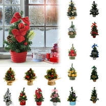Djunllk Small Christmas Tree with Bow & Ball Ornaments Aesthetic Tabletop Artificial Mini Silver Christmas Tree Party Gift Christmas Decorations for Kitchen Dining Room Window, 7.8in/20cm