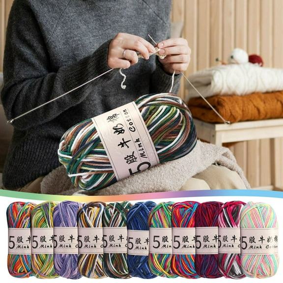 Djunllk Soft Cotton Yarn for Crocheting, 1.8oz/52g Premium Crochet Yarn Gradient Dyeing Knitting Yarn for DIY Crafts, Clothes, Handmade Toys Home Decor, Machine Wash Bulk Yarn Gifts for Women