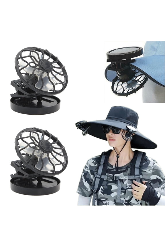 Solar Fan 2 Psc for Sun Hat, Supplemental Fan Standby Fan Removable Fans, Round Solar Panel
