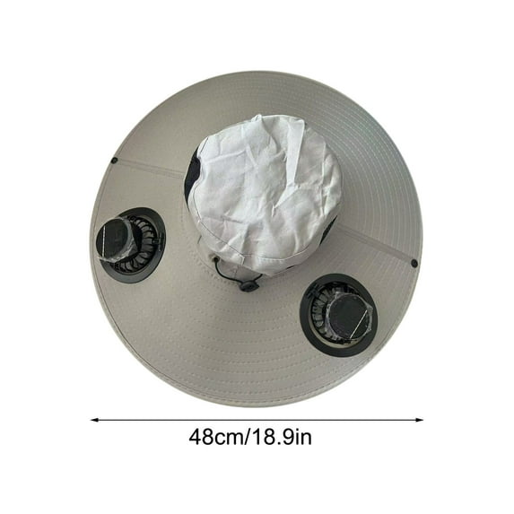 Djunllk Solar Fan Hat with 2 Solar Fans Rechargeable Adjustable 3 Speed Gears, Wide Brim Summer Bucket Hat, Mini Portable Fan Fishing Hat Sun Hat for Men Women (with Gift Cooling Sleeves)