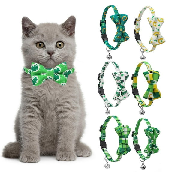 kladzum St. Patrick's Day Dog Collar, Puppy Small Pet Collar Necklace with Bells, Holiday Pet Collar Puppy Collars
