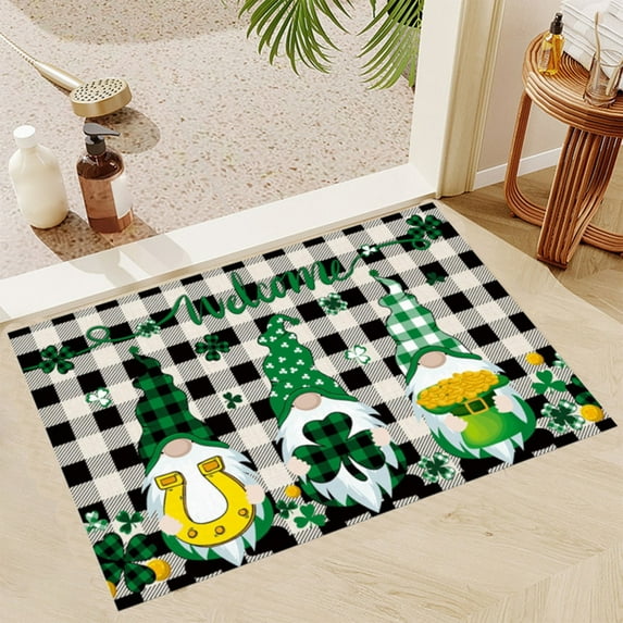 Djunllk St Patricks Day Decorations Door Mat - Non Slip Stain Resistant Stylish Floor Mat Room Decoration Carpet for Door Entryway, 15 x 23 inch