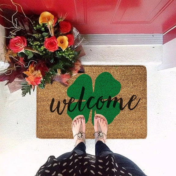 Djunllk St Patricks Day Decorations Door Mat - Non Slip Stain Resistant Stylish Floor Mat Room Decoration Carpet for Door Entryway, 15 x 23 inch