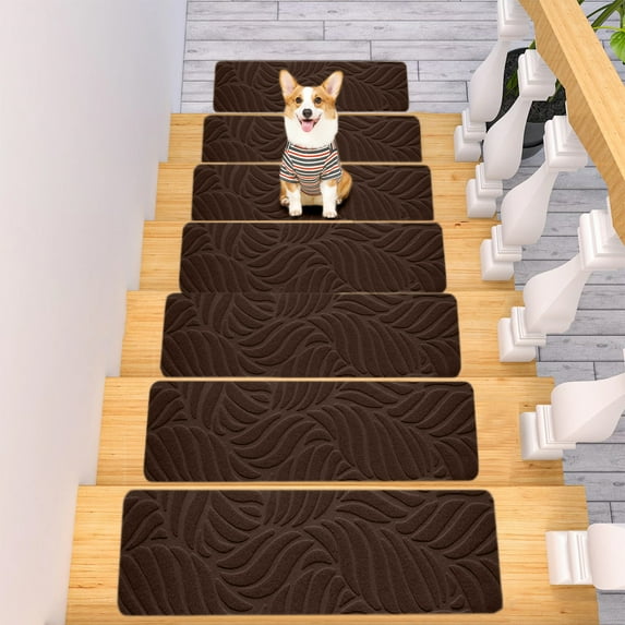 Djunllk Stair Treads - Non Slip Carpet Stair Treads for Wooden Steps, Self-Adhesive Dirt & Wear Resistant, Stair Runner for Kids Pets Elderly, 21 x 7 inch