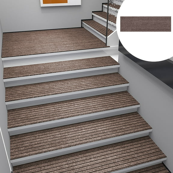 Djunllk Stair Treads - Non Slip Carpet Stair Treads for Wooden Steps, Flock Striated Stair Runner for Kids Pets Elderly, 29 x 10 inch
