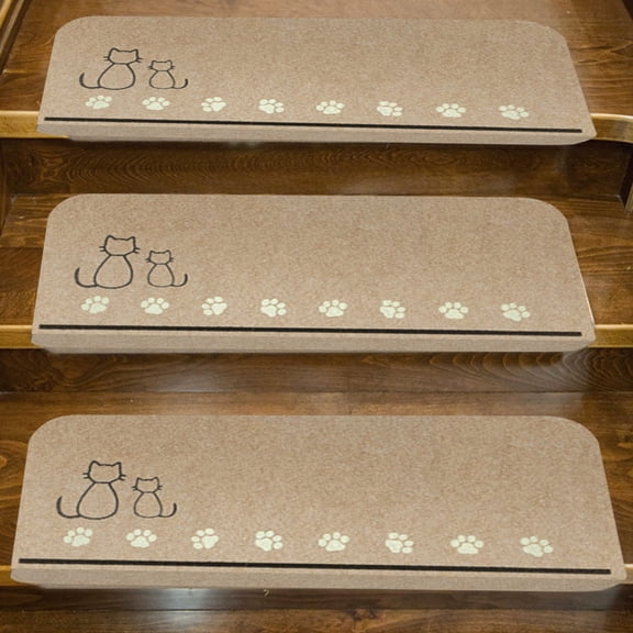Djunllk Stair Treads - Non Slip Carpet Stair Treads for Wooden Steps, Self-Adhesive Luminous PVC Stair Runner for Kids Pets Elderly, 21 x 8 inch