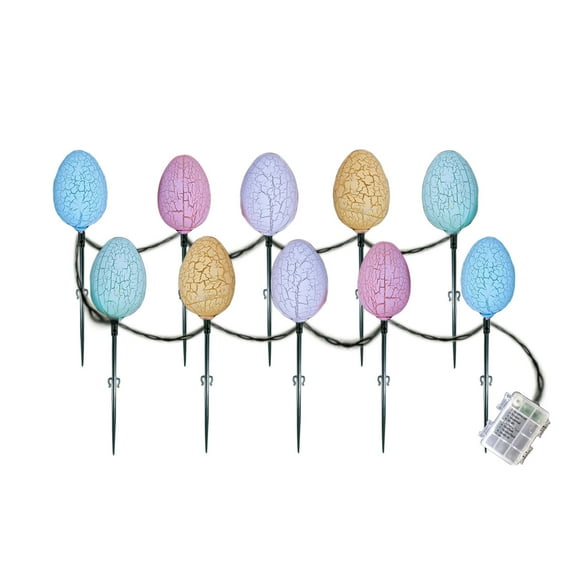 Djunllk Stakes Pathway Lights - Outdoor Waterproof Easter Eggs Yard Light Stakes Easter Decorations Battery Operated