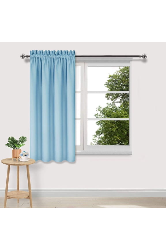 Thermal Insulated Blackout Curtains for Bedroom Living Room Solid Light Blocking Drapes Kitchen Curtains, 1 Panels, 45" Long x 38" Wide Blue