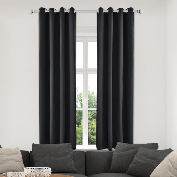 Djunllk Thermal Insulated Blackout Curtains for Bedroom Living Room Solid Light Blocking Drapes Kitchen Curtains, 1 Panels, 63" Long x 42" Wide Black