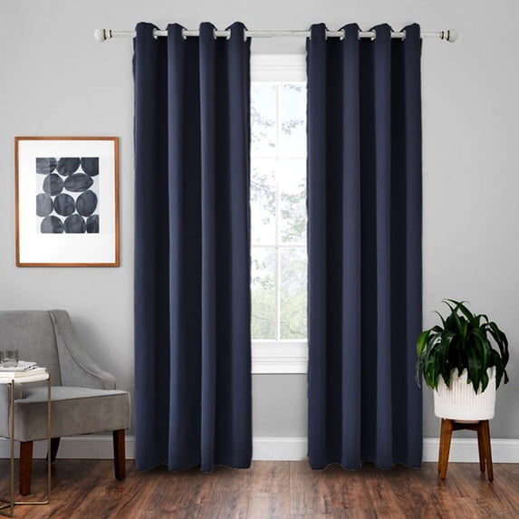 Djunllk Thermal Insulated Blackout Curtains for Bedroom Living Room Solid Light Blocking Drapes Kitchen Curtains, 1 Panels, 63" Long x 42" Wide Blue