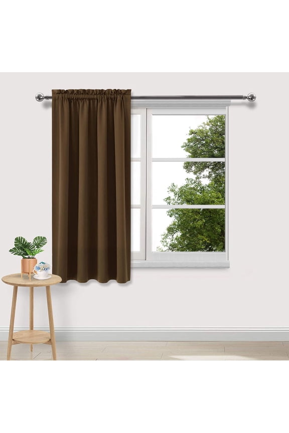 Thermal Insulated Blackout Curtains for Bedroom Living Room Solid Light Blocking Drapes Kitchen Curtains, 2 Panels, 45" Long x 38" Wide Brown